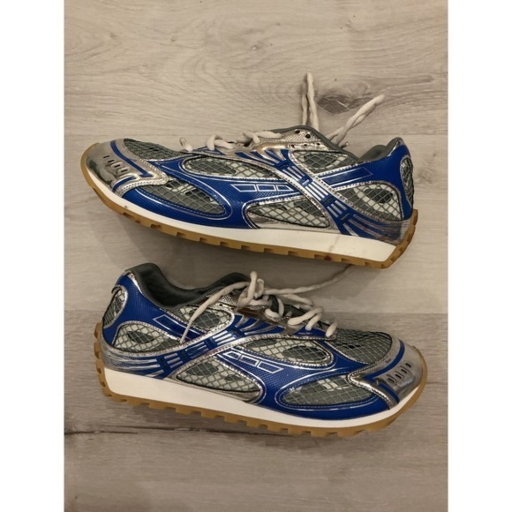 Bottega Veneta Men's Orbit Low-Top Sneakers Blue Venezia Silver US‎ Size 12 GUC - Picture 9 of 10